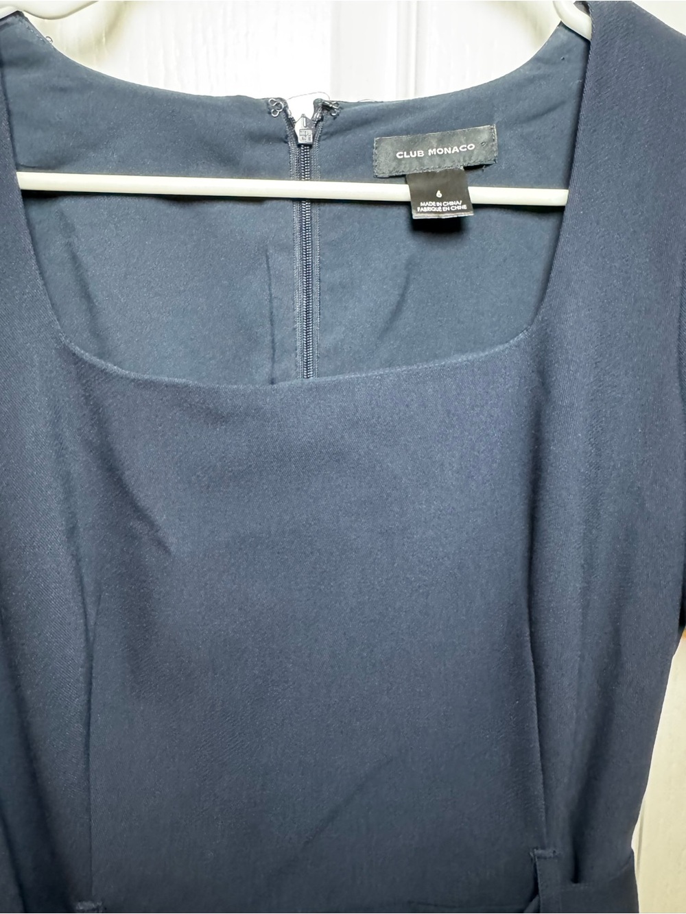 Club Monaco Navy Blue Square Neck Belted Mini Dress Size 6 Short Sleeve - Picture 3 of 6
